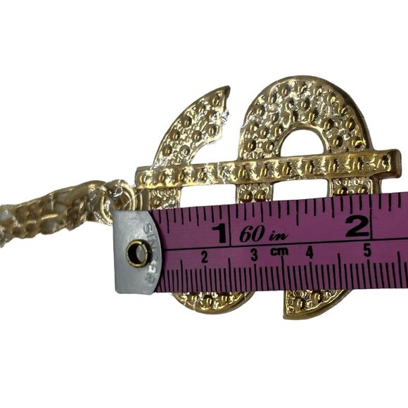 Dollar Sign Necklace Gangster Chain Gold Rapper Bling Bling 30" Costume Jewelry - Picture 6 of 8